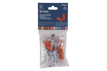 Cofan – Tapones de Protección Auditiva Desechables | 10 o 50 Unidades (5 o 25 Pares) | SNR 36 dB | Espuma Naranja